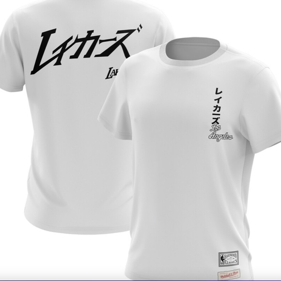 Mitchell & Ness Los Angeles Lakers White Ninja Short Sleeve T-Shirt NWT - Picture 1 of 4
